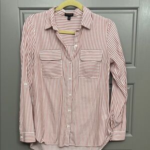 Express Red and White Striped Shirt